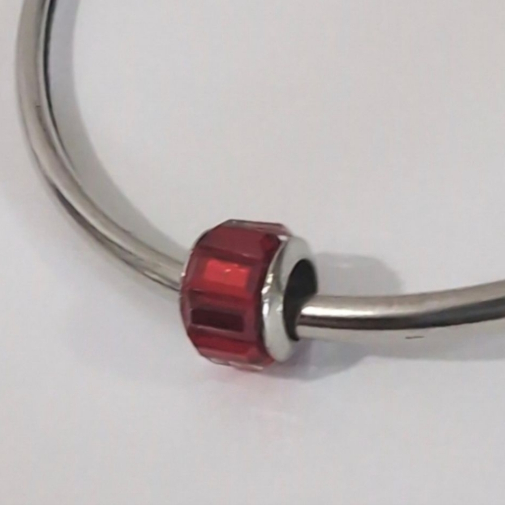 Silver Red Crystals Charm for Pandora Style Bracelet